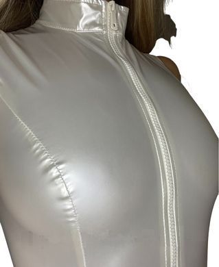 Лакированный комбидресс белый &ldquo;Дерзкая Стелла&rdquo; XS/S, молния на все тело