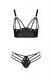 Комплект з еко-шкіри з люверсами та ремінцями Malwia Bikini black 4XL/5XL — Passion, бра та трусики
