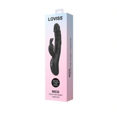 Вибратор-кролик с пульсацией Loviss Nico Thrusting Rabbit Vibrator, черный