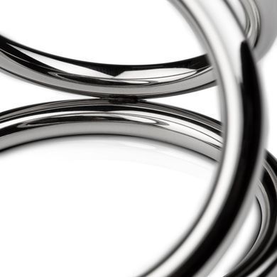 Потрійне ерекційне кільце Sinner Gear Unbendable &ndash; Triad Chamber Metal Cock and Ball Ring &ndash; Large, срібне