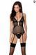 Корсет з декольте ERZA CORSET black S/M - Passion, пажі, трусики, напівпрозорий