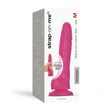 Реалістичний фалоімітатор Strap-On-Me SLIDING SKIN REALISTIC DILDO FUCHSIA - M, ефект рухливої шкіри