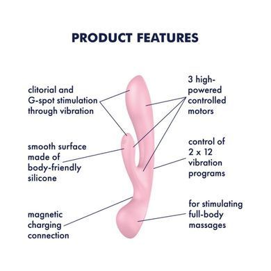 Двосторонній вібратор-кролик Satisfyer Triple Oh рожевий