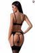 Комплект белья PERDITA SET black XXL/XXXL - Passion Exclusive: стрэпы: лиф, стринги и пояс для чулок