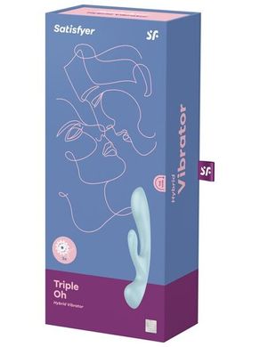 Двосторонній вібратор-кролик Satisfyer Triple Oh Light Blue, 3 мотори