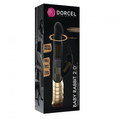 Вібратор-кролик Dorcel Baby Rabbit Gold 2.0 з перловим масажем і голівкою, що обертається