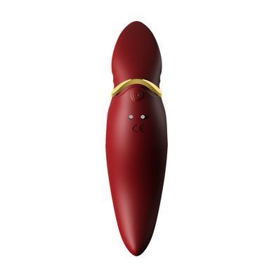 Вібратор 2в1 з язичком Zalo &mdash; Hero Wine Red, кристал Swarovski, червоний