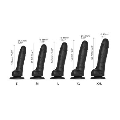 Реалістичний фалоімітатор Strap-On-Me Sliding Skin Realistic Dildo Black - M, ефект рухливої шкіри