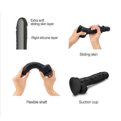 Реалістичний фалоімітатор Strap-On-Me Sliding Skin Realistic Dildo Black - M, ефект рухливої шкіри