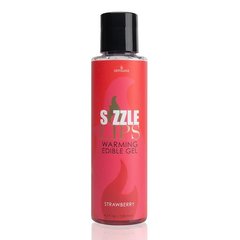 Зігріваючий масажний гель Sensuva - Sizzle Lips Strawberry (125 мл), без цукру, їстівний