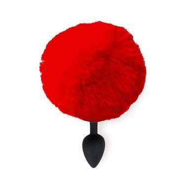 Силіконова анальна пробка М Art of Sex - Silicone Butt plug Rabbit Tail, Червона