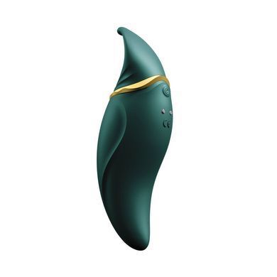 Вібратор 2в1 з язичком Zalo &mdash; Hero Jewel Green, кристал Swarovski, зелений