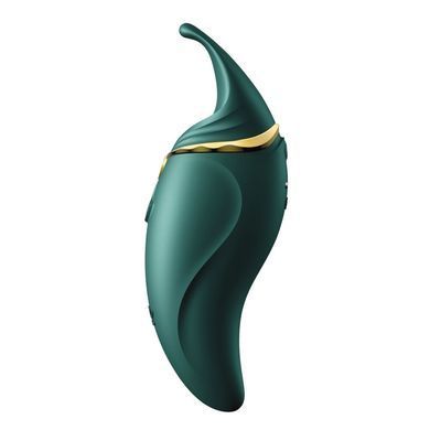 Вібратор 2в1 з язичком Zalo &mdash; Hero Jewel Green, кристал Swarovski, зелений
