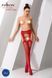 Эротические колготки-бодистокинг Passion S020 red, имитация ажурных чулок с высоким поясом