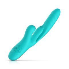 Вібратор-кролик Good Vibes Only - Lisa Thrusting Rabbit Vibrator with G-Spot Stimulator, бірюзовий
