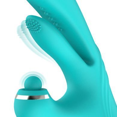 Вібратор-кролик Good Vibes Only - Lisa Thrusting Rabbit Vibrator with G-Spot Stimulator, бірюзовий