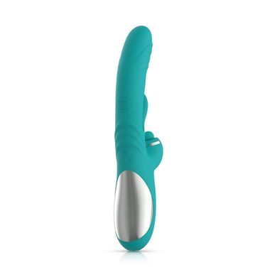 Вібратор-кролик Good Vibes Only - Lisa Thrusting Rabbit Vibrator with G-Spot Stimulator, бірюзовий