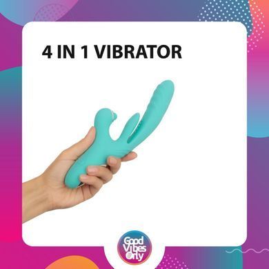Вібратор-кролик Good Vibes Only - Lisa Thrusting Rabbit Vibrator with G-Spot Stimulator, бірюзовий