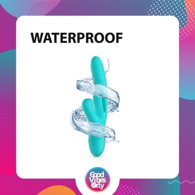Вібратор-кролик Good Vibes Only - Lisa Thrusting Rabbit Vibrator with G-Spot Stimulator, бірюзовий