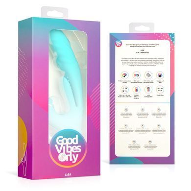 Вібратор-кролик Good Vibes Only - Lisa Thrusting Rabbit Vibrator with G-Spot Stimulator, бірюзовий