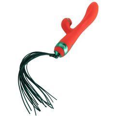 Вибратор-кролик с пульсацией и флогером LOCKINK SEVANDA Whip Vibrating Massage Wand, красно-зеленый