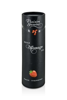 Масажна олія Plaisirs Secrets Strawberry (59 мл) з афродизіаками, їстівна, подарункова упаковка