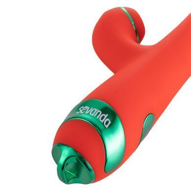 Вибратор-кролик с пульсацией и флогером LOCKINK SEVANDA Whip Vibrating Massage Wand, красно-зеленый