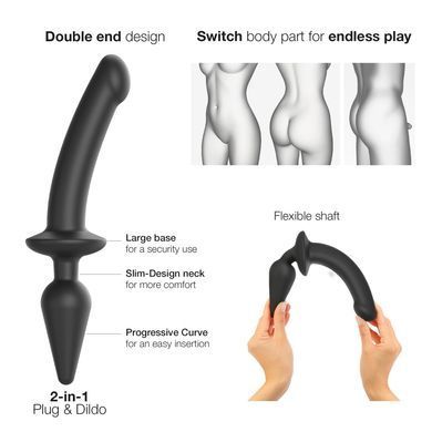 Анальна пробка з дилдо 2в1 Strap-On-Me SWITCH PLUG-IN DILDO Black S