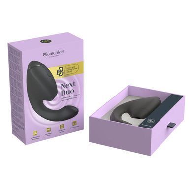 Двойной вакуумный клиторальный стимулятор с вибрацией Womanizer Next Duo - Black, черный