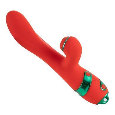 Вибратор-кролик с пульсацией и флогером LOCKINK SEVANDA Whip Vibrating Massage Wand, красно-зеленый