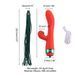 Вибратор-кролик с пульсацией и флогером LOCKINK SEVANDA Whip Vibrating Massage Wand, красно-зеленый