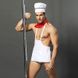 Чоловічий еротичний костюм кухаря "Умілий Джек" S/M: сліпи, фартух, хустка і ковпак, Белый/красный