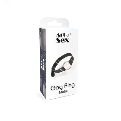 Кляп металевий перстень з натуральної шкіри Art of Sex - Gag Ring Metal, Чорний