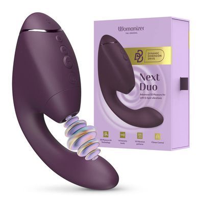Двойной вакуумный клиторальный стимулятор с вибрацией Womanizer Next Duo &ndash; Dark Purple, фиолетовый