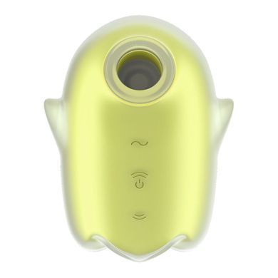 Вакуумный клиторальный стимулятор с вибрацией Satisfyer Glowing Ghost Yellow, светится в темноте