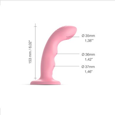 Насадка для страпону з подвійною точковою пульсацією Strap-On-Me TAPPING DILDO WAVE - CORAL PINK