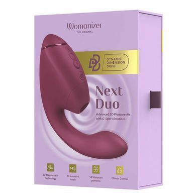 Двойной вакуумный клиторальный стимулятор с вибрацией Womanizer Next Duo - Dusky Pink, розовый