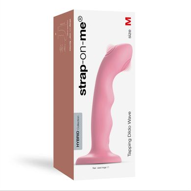 Насадка для страпону з подвійною точковою пульсацією Strap-On-Me TAPPING DILDO WAVE - CORAL PINK