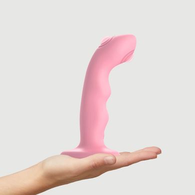 Насадка для страпону з подвійною точковою пульсацією Strap-On-Me TAPPING DILDO WAVE - CORAL PINK