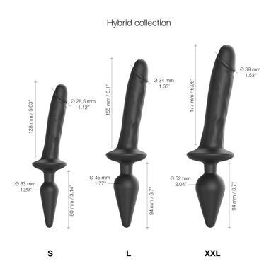 Анальна пробка з дилдо 2в1 Strap-On-Me SWITCH PLUG-IN REALISTIC DILDO Black L