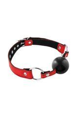 Кляп Fetish Tentation Premium Leather Gag with Silicone Ball (Red), силіконова кулька