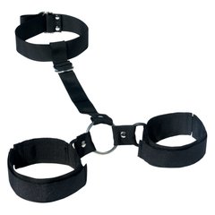 Нашийник з наручниками Sex and Mischief - Shadow Neck & Wrist Restraint, для рук та ніг, тканинний, Черный