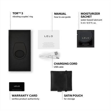 Эрекционное кольцо с вибрацией LELO Tor 3 Black, черное
