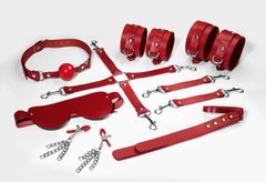Набір Feral Feelings BDSM Kit 7 Red, наручники, поножі, конектор, маска, паддл, кляп, затискачі