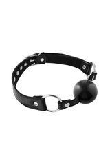 Кляп із силіконовою кулькою Fetish Tentation Premium Leather gag with silicone ball Black, шкіра