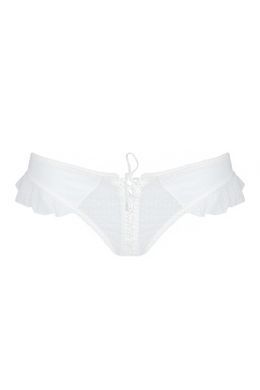 Трусики в горошок, з рюшами та шнурівкою Fatin Thong white S/M - Passion, Білий