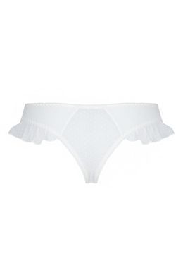 Трусики в горошок, з рюшами та шнурівкою Fatin Thong white S/M - Passion, Білий