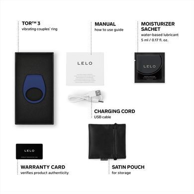 Эрекционное кольцо с вибрацией LELO Tor 3 Base Blue, синее