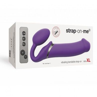 Безремневий страпон з вібрацією Strap-On-Me Vibrating Violet XL, діаметр 4,5см, пульт ДК, регулюємо