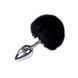 Металева анальна пробка Кролячий хвостик Alive Fluffly Plug M Black